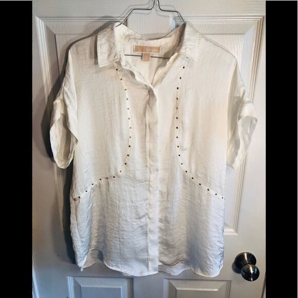 Michael Kors white studded button down blouse S - Picture 1 of 5